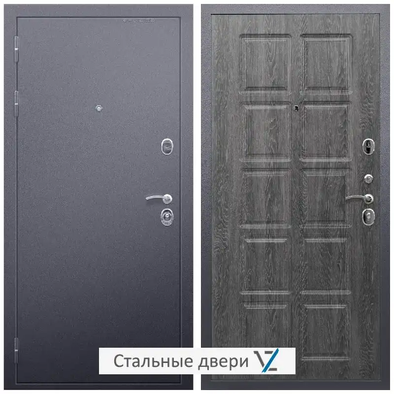 Дверь входная металлическая VZ Люкс Антик серебро / ФЛ-38 Дуб Филадельфия графит