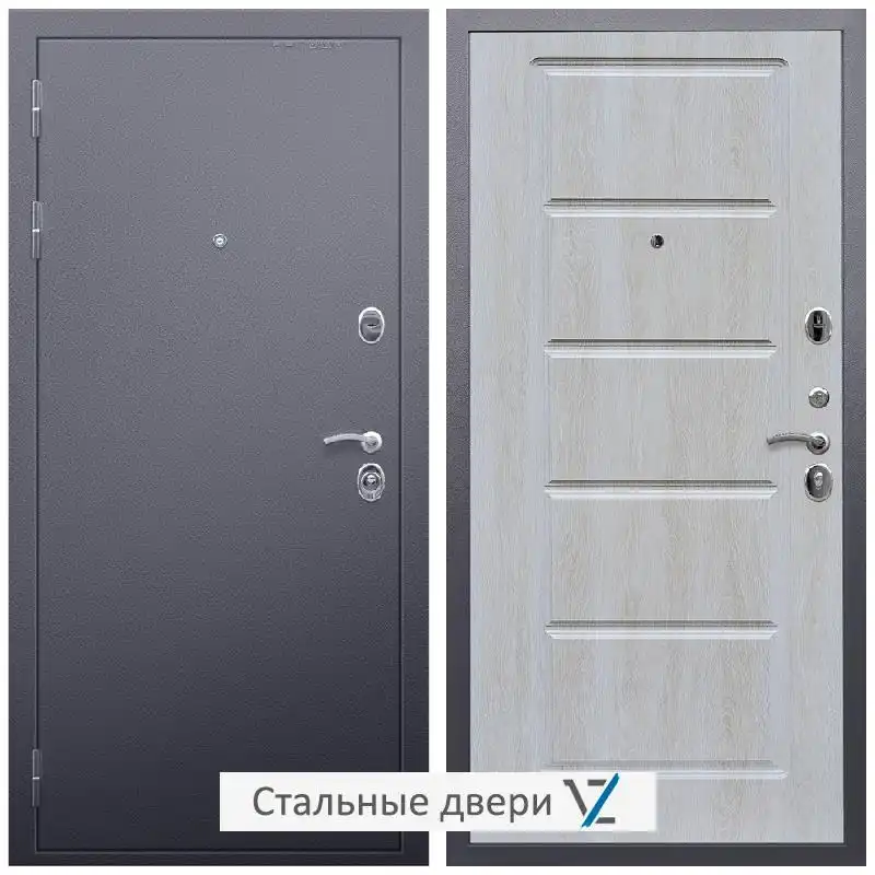 Дверь входная металлическая VZ Люкс Антик серебро / ФЛ-39 Дуб Филадельфия крем