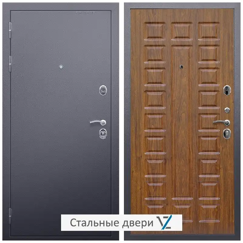 Дверь входная металлическая VZ Люкс Антик серебро / ФЛ-183 Морёная береза