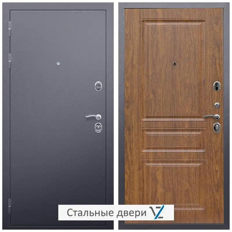 Дверь входная металлическая VZ Люкс Антик серебро / ФЛ-243 Морёная береза