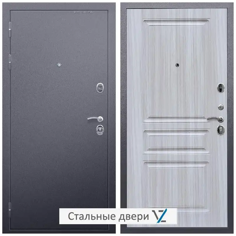 Дверь входная металлическая VZ Люкс Антик серебро / ФЛ-243 Сандал белый