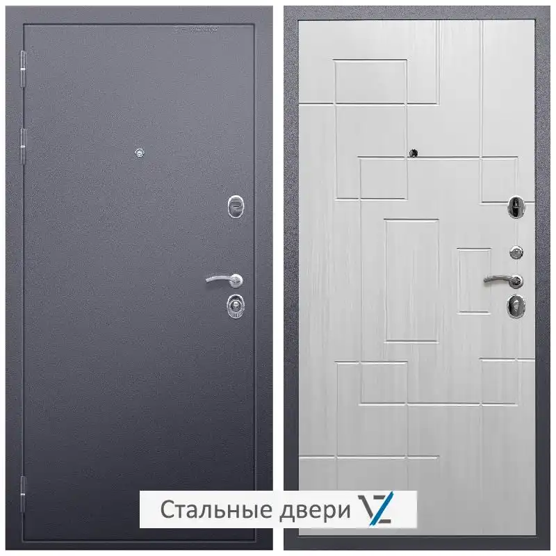Дверь входная металлическая VZ Люкс Антик серебро / ФЛ-57 Белый жемчуг