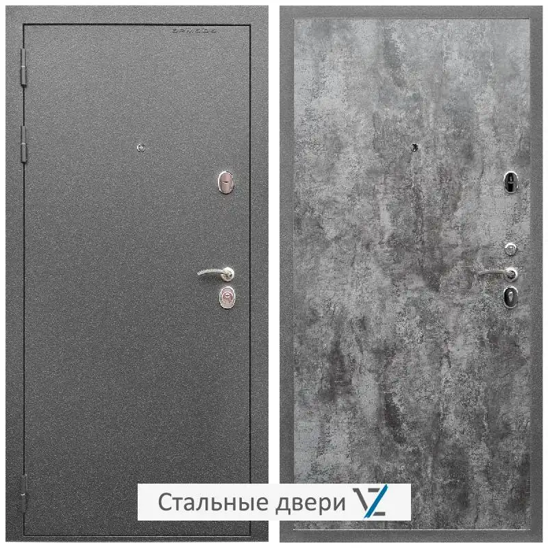 Дверь входная металлическая VZ Оптима Антик серебро / ПЭ Цемент темный