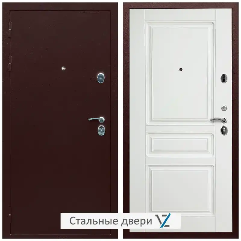 Дверь входная металлическая VZ Люкс Антик медь / ФЛ-243 Белый матовый